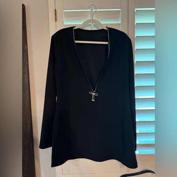 NWT Commense brand Elegant Black Deep V-Neck Dress - Picture 6 of 11